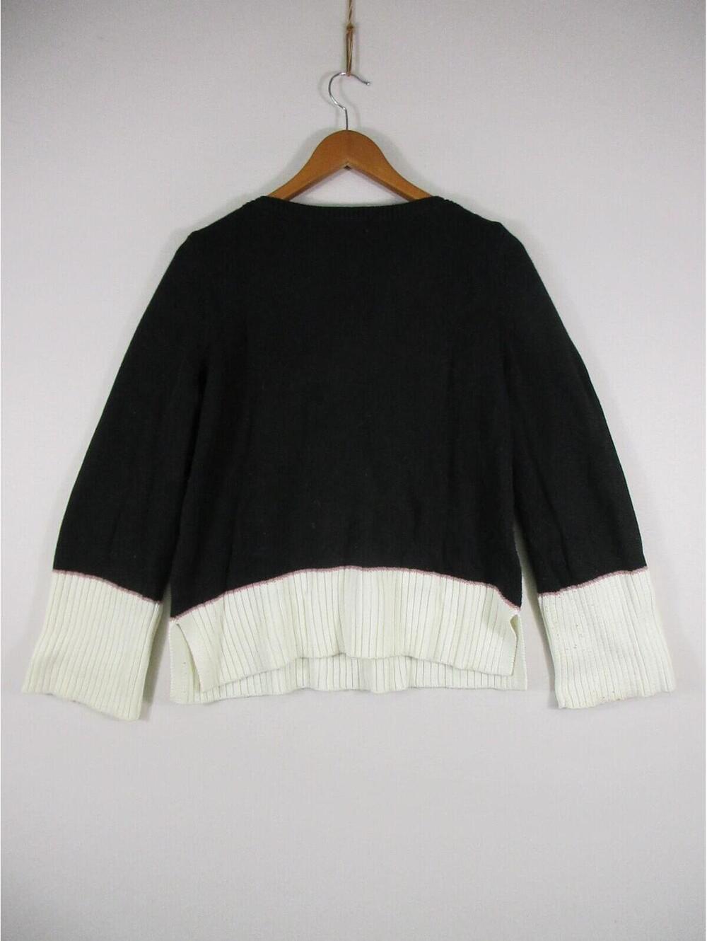 Ann Taylor Womens Pullover Crew Neck Knit Sweater Long Sleeve Size L Black/White - Picture 5 of 6